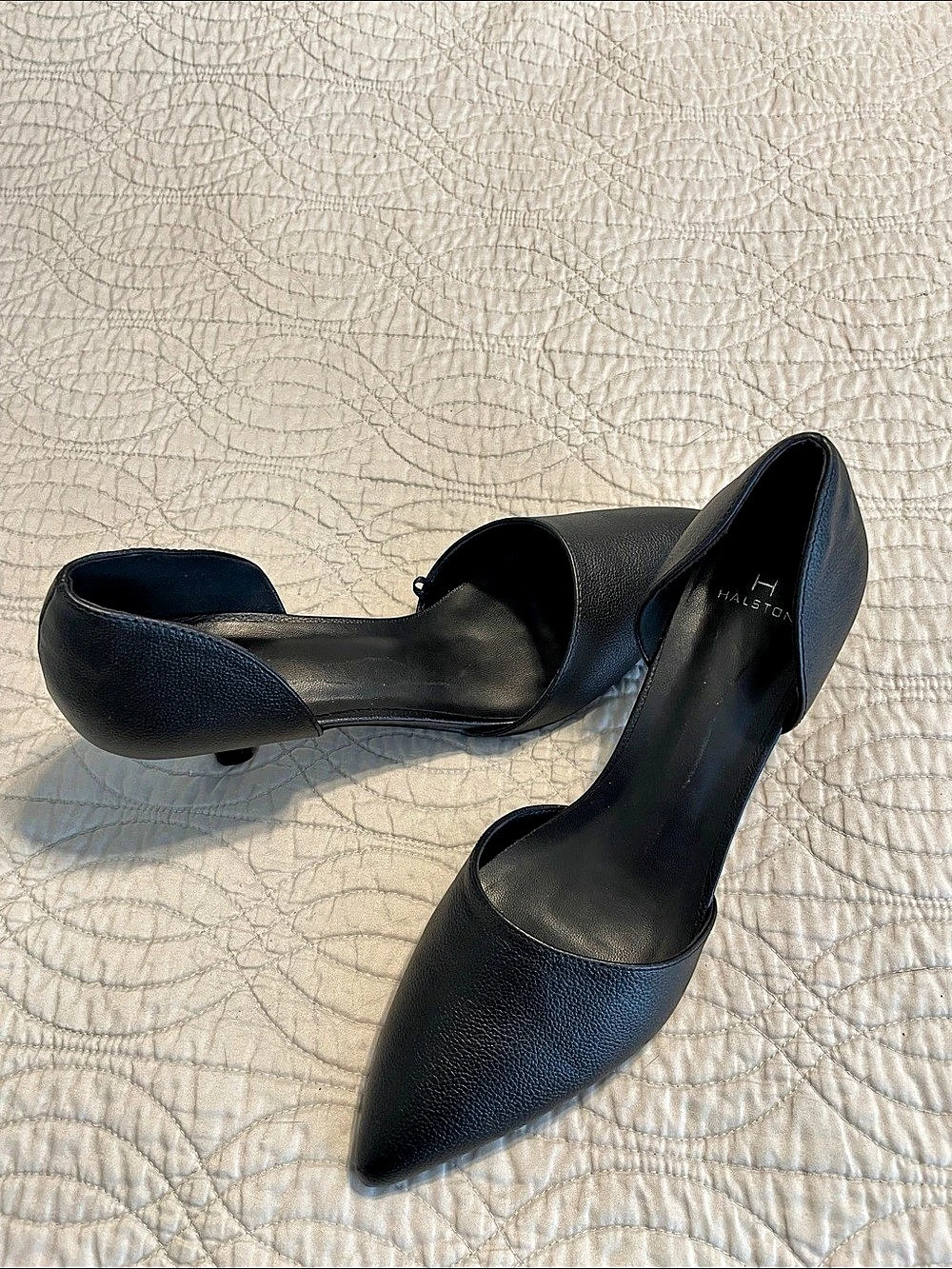 H by Halston Black Bali d'Orsay Kitten Heel Pumps Size 11